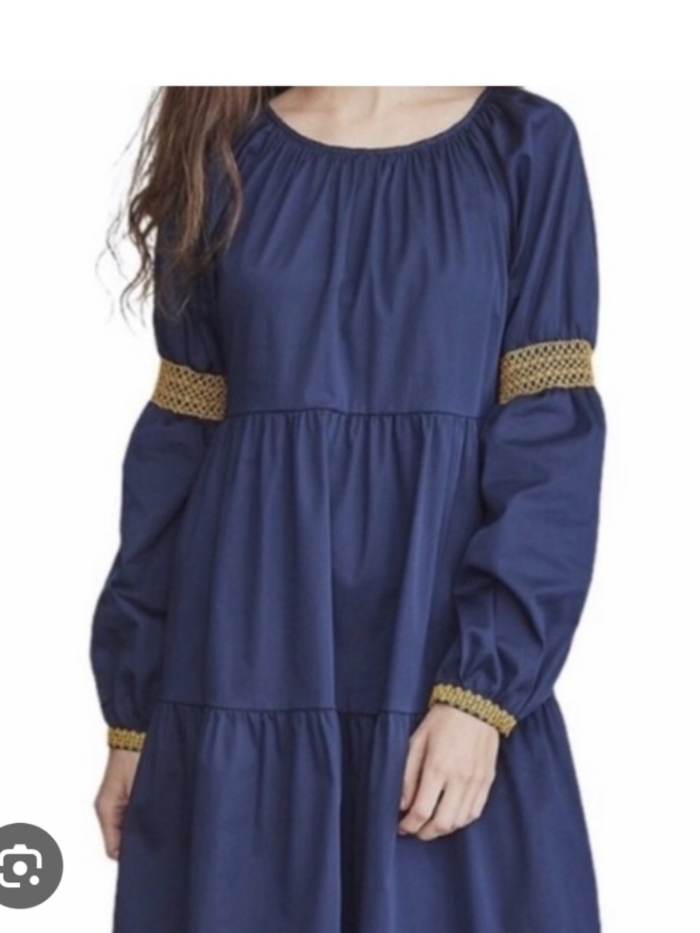 Elizabeth and James navy tiered mini dress long sleeve embroidered XS fall boho